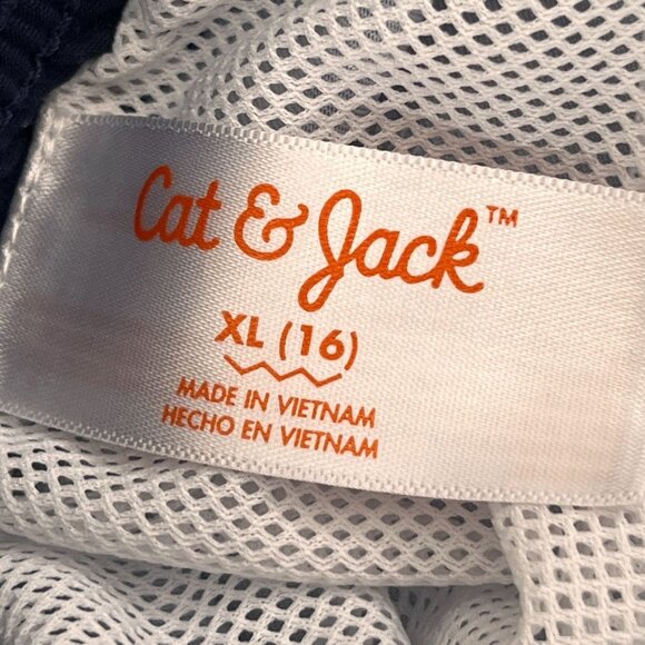 Cat & Jack Board Shorts Youth Boys XL 16 Blue Shark Swim Wear Pockets Mesh Lined - Picture 7 of 7